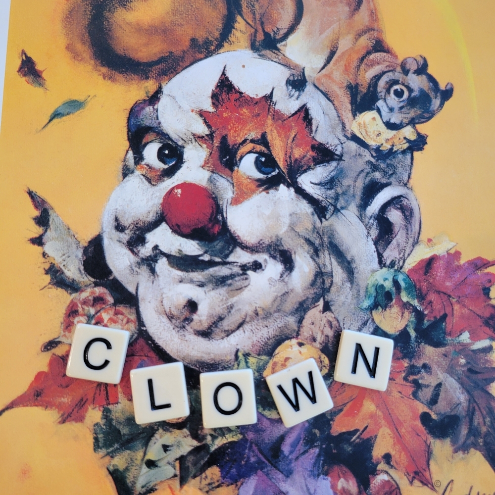 Clown With Squirrel Print by Cydney "Autumn Leaves" ~ Cute & A Bit Creepy! ~